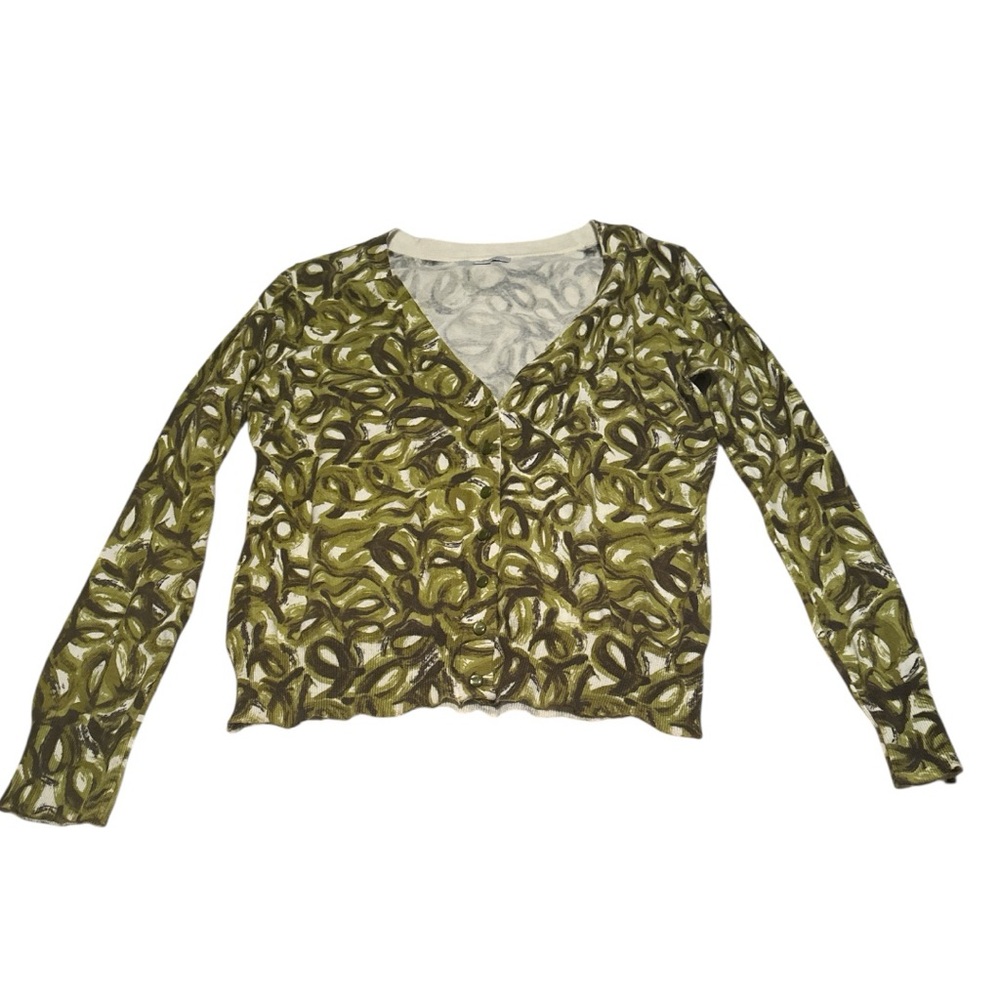 Merona Green Patterned Women's Cardigan